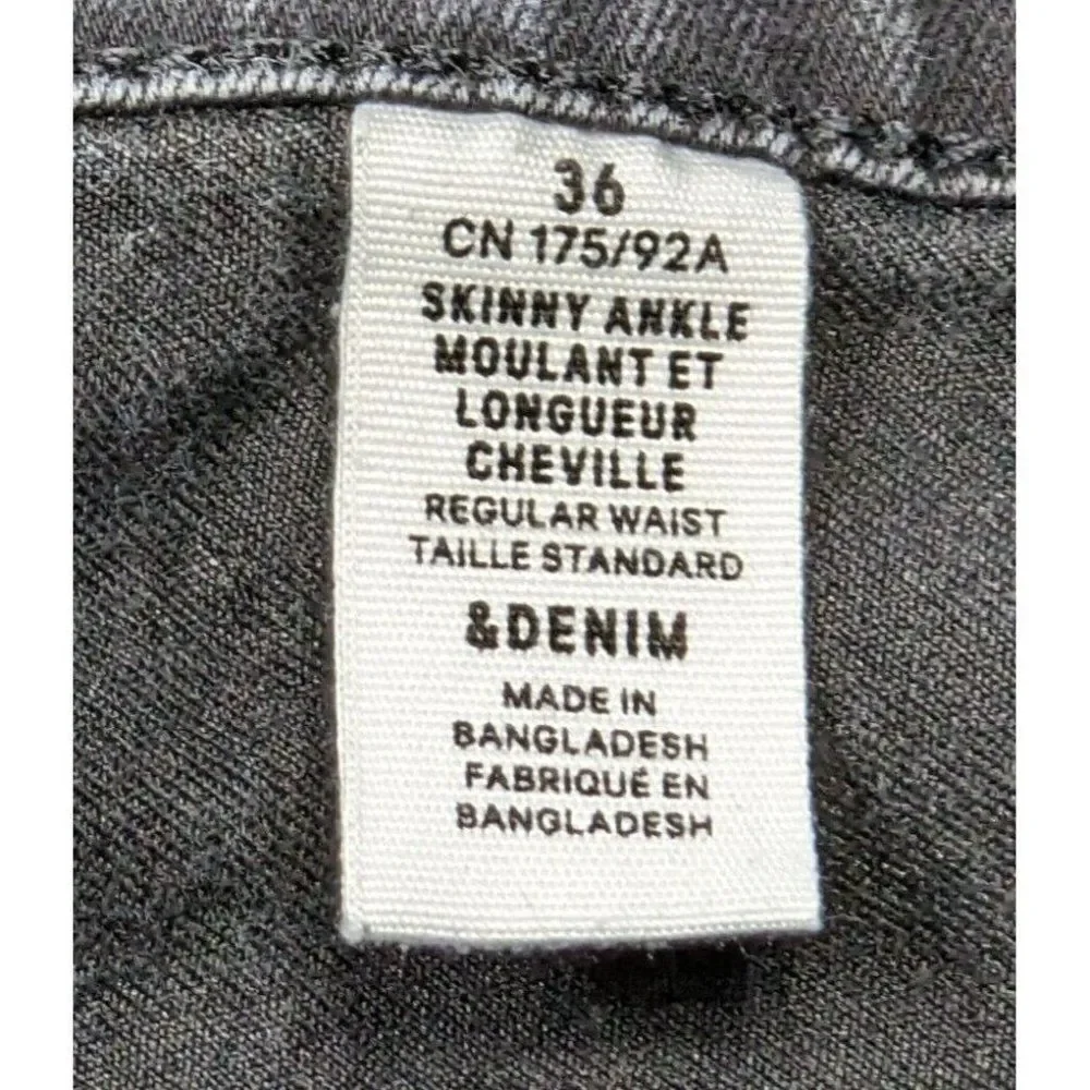 (3/$35) &Denim By‎ H&M Size 36 Skinny Ankle Regular Waist Black Denim Jeans